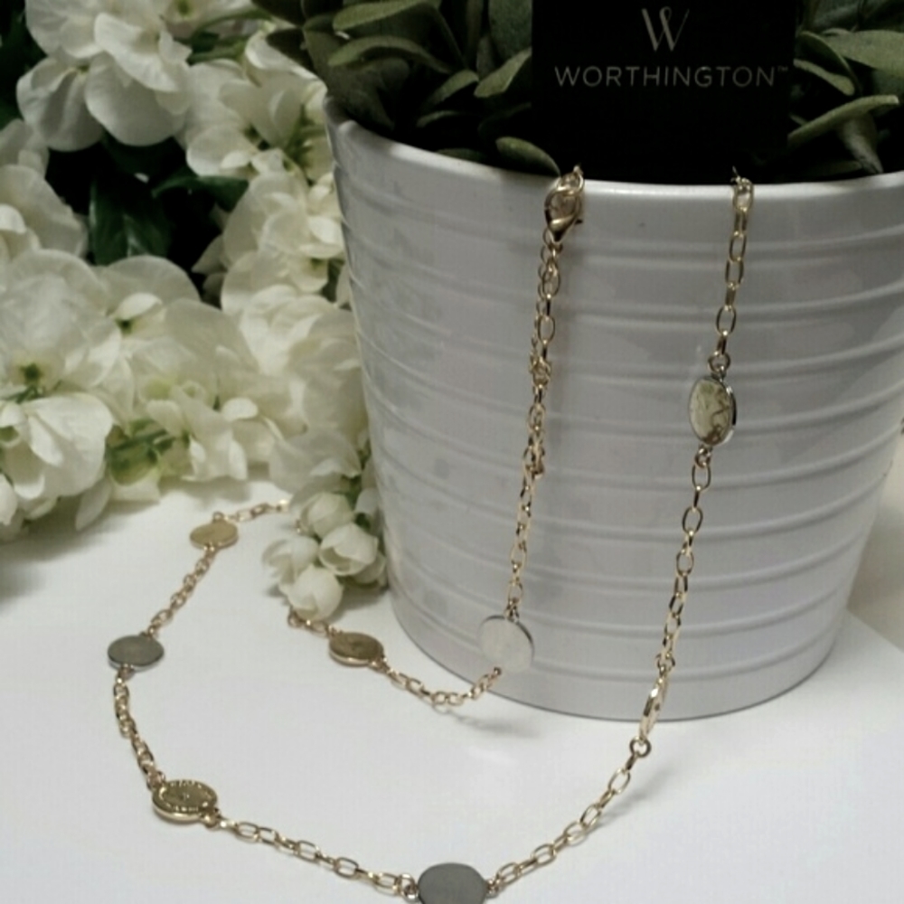 GOLD AND SILVER DISK NECKLACE - Picture 3 of 7